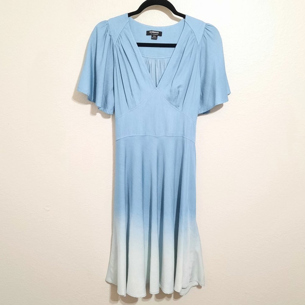 Hommage From Los Angeles Ombre Denim A Line Dress